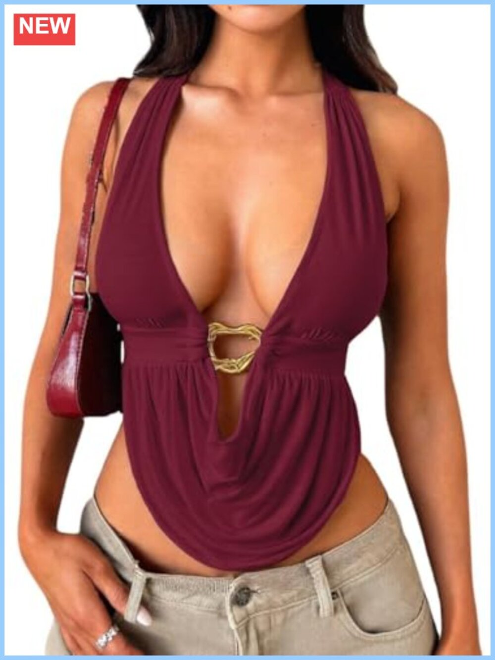 Women's Y2K Halter Tank Open Back Top Going Out